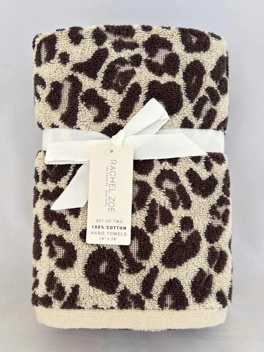 NWT Rachel Zoe Leopard Hand Towels Set of 2 Animal Cheetah Print MobWife